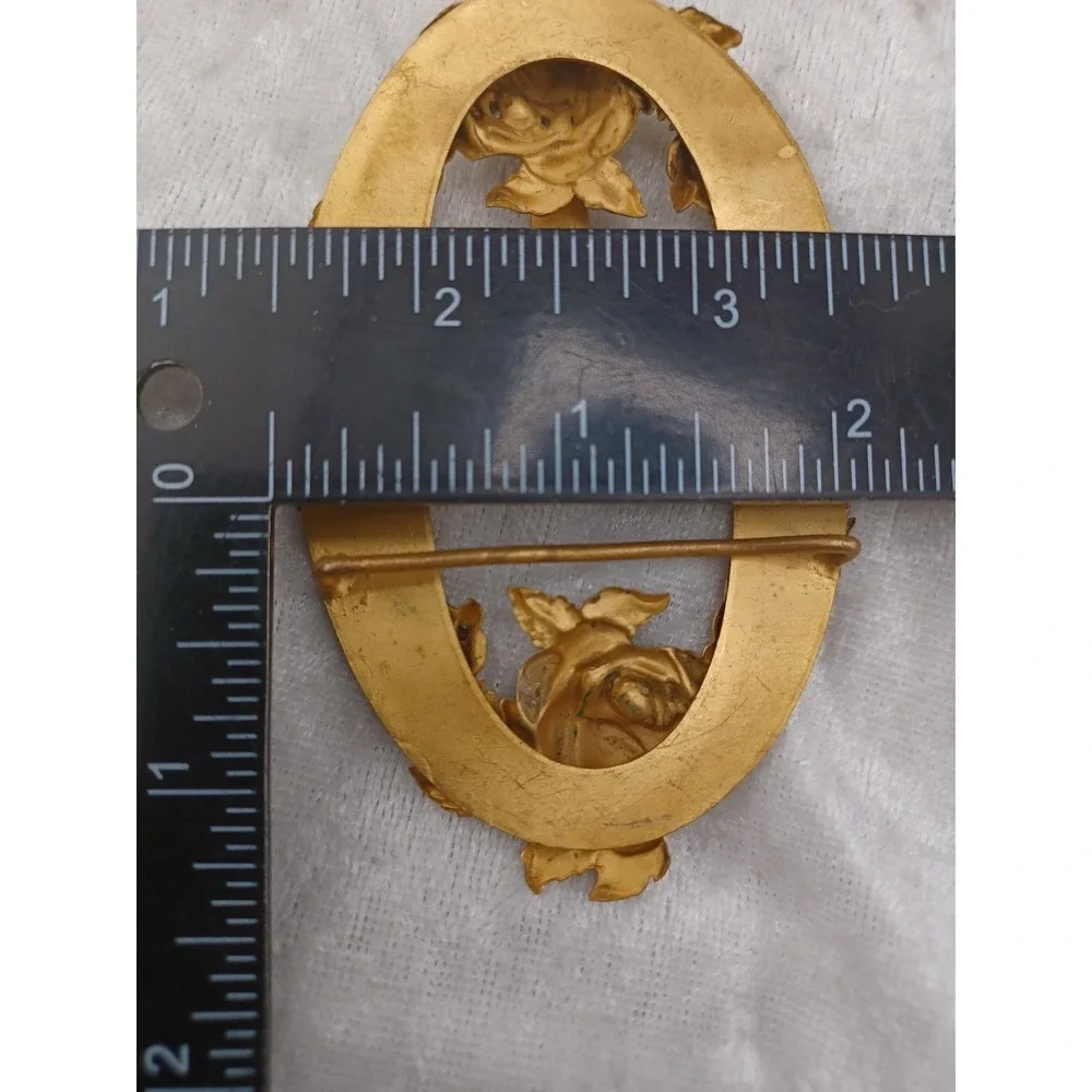 Vintage Sash Buckle Flower Gold Tone‎ Roses